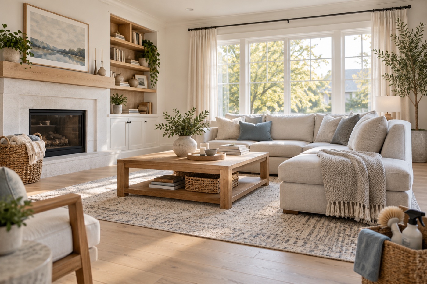 Freshly cleaned bright and welcoming living room
